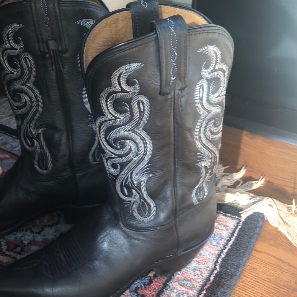 Authentic Tony Lama Sz 8.5B Black Cowboy Boots